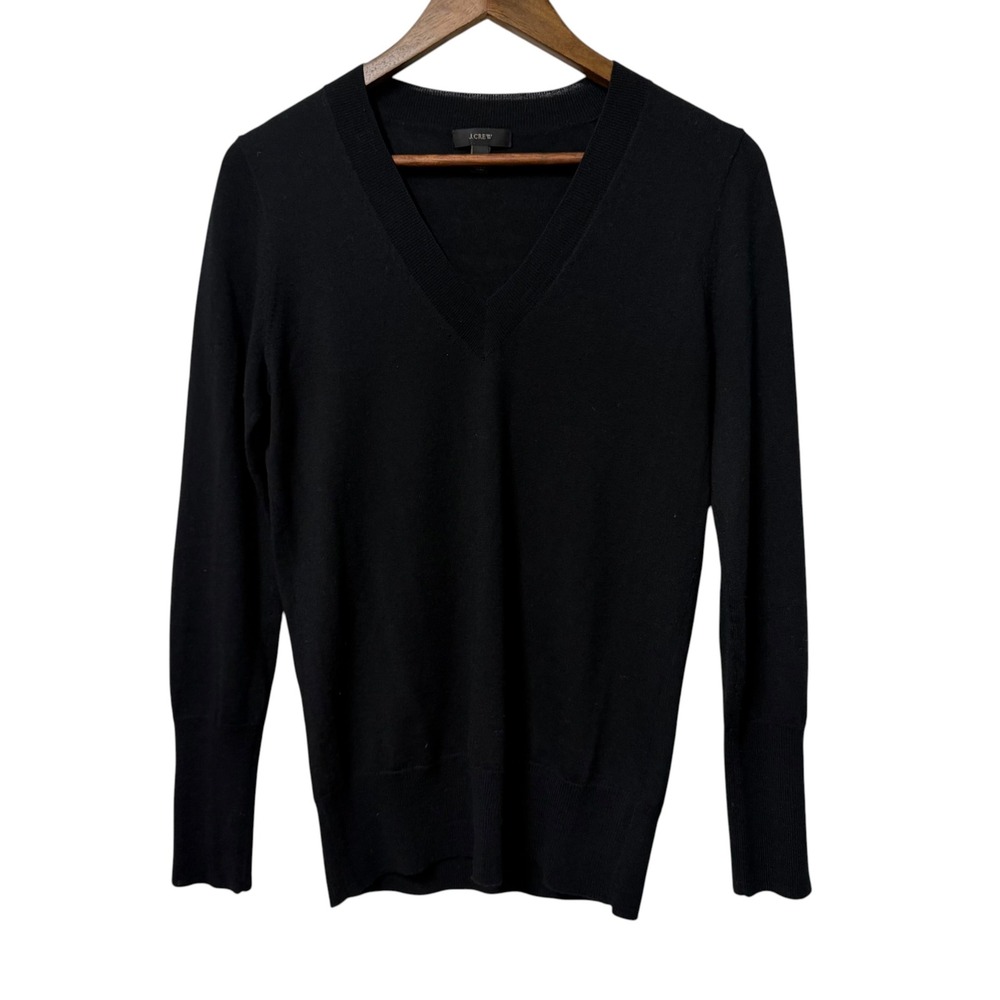 J.Crew Sweater Women S Black V-Neck Pullover Quiet Luxury Minimalist Capsule
